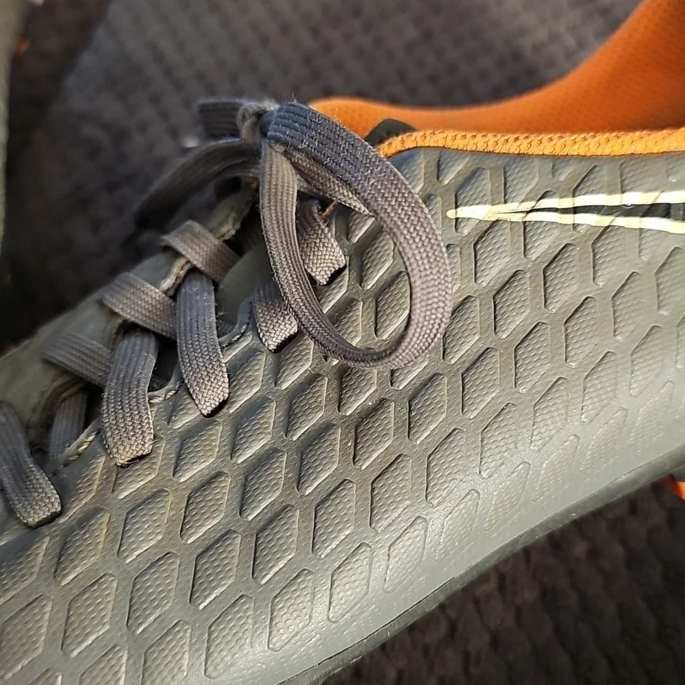 Nike HyperVenom Kids Gray and Orange Soccer Shoes